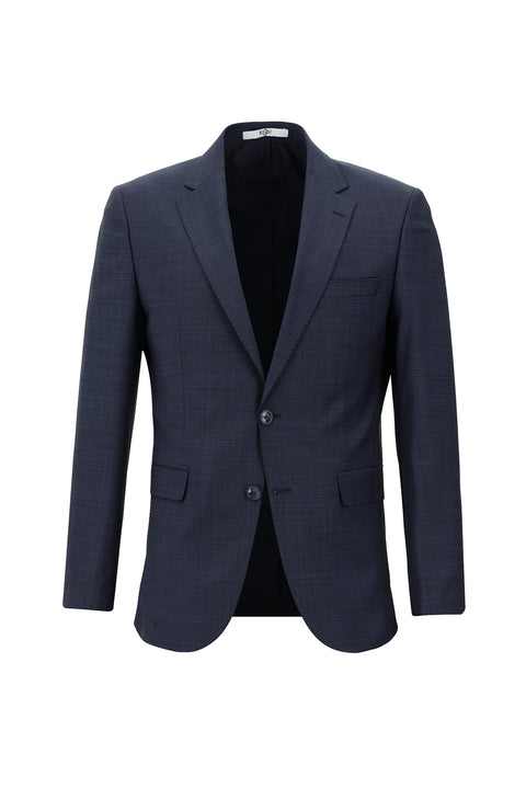 Light Navy Blue 7 Drop Slim Fit Narrow Cut Wool Patterned Suit