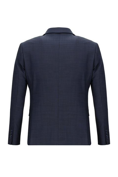 Light Navy Blue 7 Drop Slim Fit Narrow Cut Wool Patterned Suit