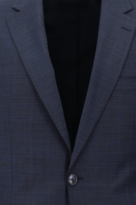 Light Navy Blue 7 Drop Slim Fit Narrow Cut Wool Patterned Suit