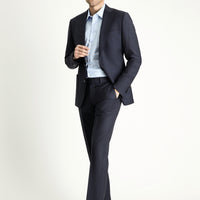 Koyu Lacivert Muscle Fit Yünlü Klasik Takım Elbise