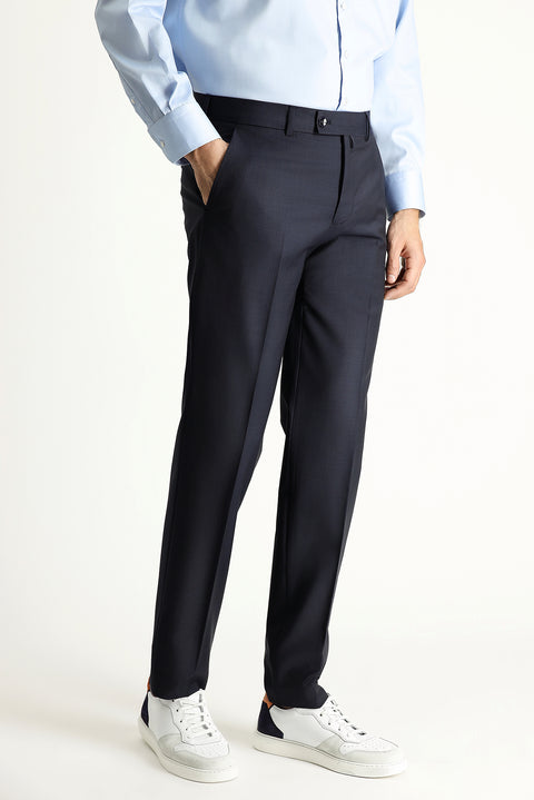 Koyu Lacivert 8 Drop Muscle Fit Uzun Atletik Kesim Yünlü Takım Elbise