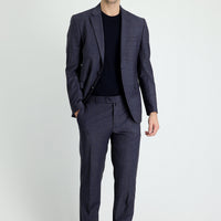 Koyu Lacivert 7 Drop Slim Fit Dar Kesim Yünlü Takım Elbise