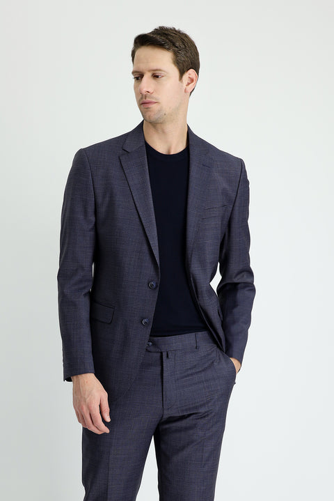 Koyu Lacivert 7 Drop Slim Fit Dar Kesim Yünlü Takım Elbise