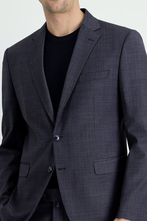 Koyu Lacivert 7 Drop Slim Fit Dar Kesim Yünlü Takım Elbise