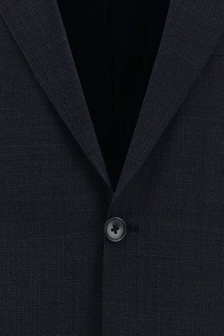  Koyu Lacivert 4 Drop Relaxed Fit Rahat Kesim Yünlü Desenli Takım Elbise
