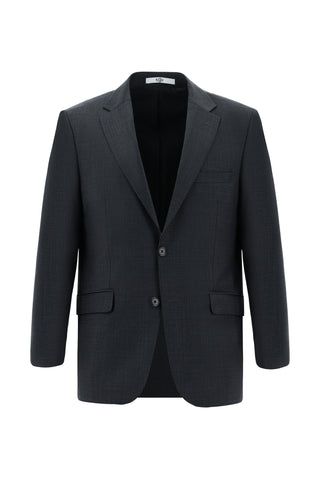  Koyu Antrasit 4 Drop Relaxed Fit Rahat Kesim Yünlü Desenli Takım Elbise