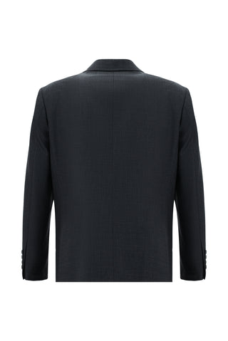  Koyu Antrasit 4 Drop Relaxed Fit Rahat Kesim Yünlü Desenli Takım Elbise