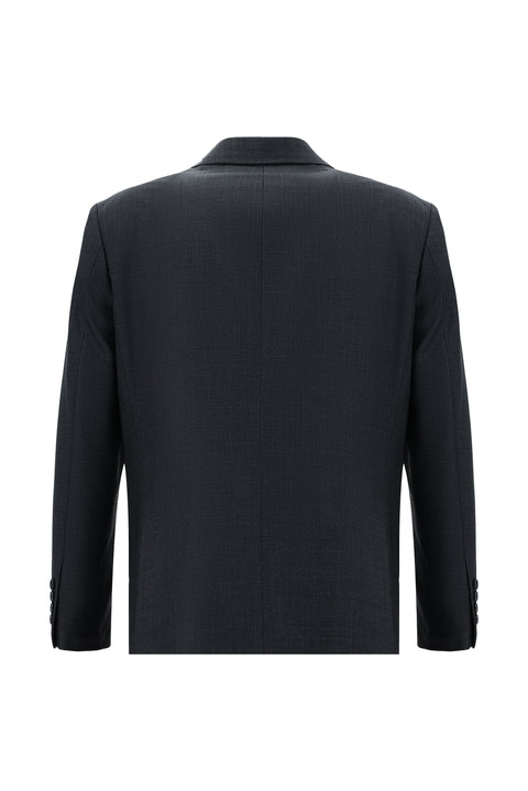 Koyu Antrasit 4 Drop Relaxed Fit Rahat Kesim Yünlü Desenli Takım Elbise