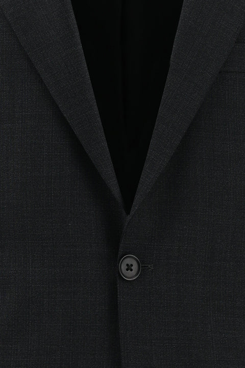 Koyu Antrasit 4 Drop Relaxed Fit Rahat Kesim Yünlü Desenli Takım Elbise