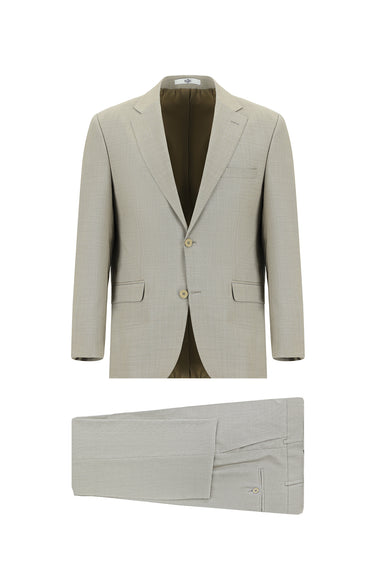  Açık Bej Relaxed Fit Rahat Kesim Yünlü Klasik Takım Elbise