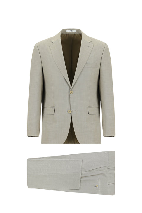 Açık Bej 4 Drop Relaxed Fit Rahat Kesim Yünlü Takım Elbise