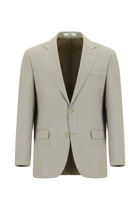 Açık Bej 4 Drop Relaxed Fit Rahat Kesim Yünlü Takım Elbise