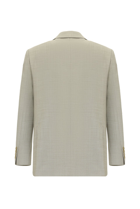 Açık Bej 4 Drop Relaxed Fit Rahat Kesim Yünlü Takım Elbise