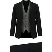 Black 7 Drop Super Slim Fit Extra Narrow Cut Suit with Vest