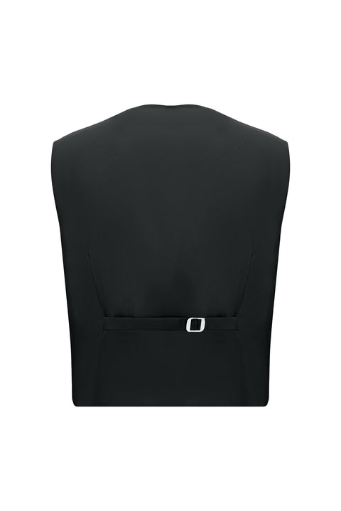 Siyah 7 Drop Slim Fit Dar Kesim Yelekli Takım Elbise