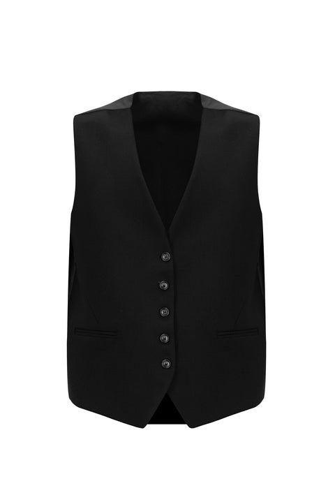 Siyah 7 Drop Slim Fit Dar Kesim Yelekli Takım Elbise