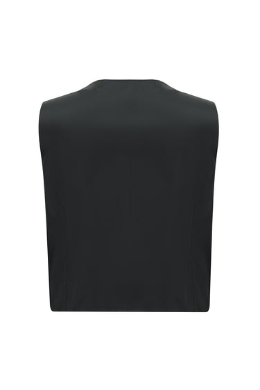 Siyah Super Slim Fit Ekstra Dar Kesim Yelekli Takım Elbise