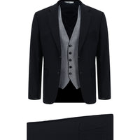 Koyu Lacivert Slim Fit Dar Kesim Yelekli Takım Elbise