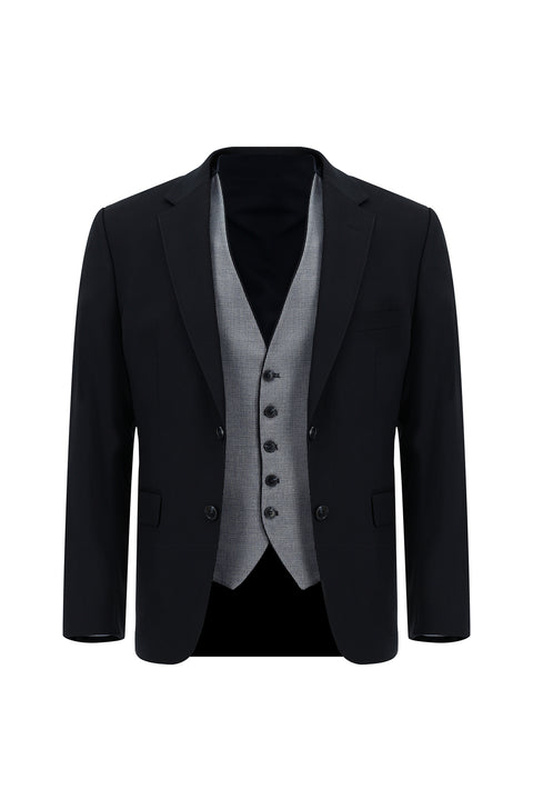 Koyu Lacivert 7 Drop Super Slim Fit Eksra Dar Kesim Yelekli Takım Elbise