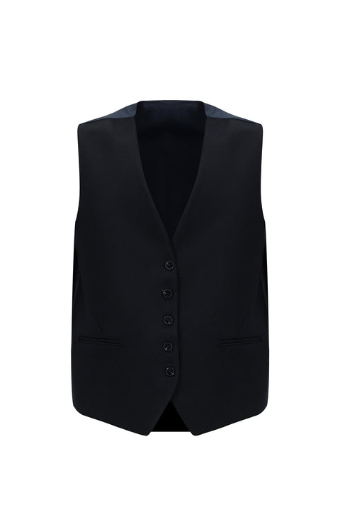 Koyu Lacivert 7 Drop Slim Fit Dar Kesim Yelekli Takım Elbise