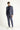 Koyu Lacivert Super Slim Fit Ekstra Dar Kesim Beli Lastikli İpli Desenli Keten Karışımlı Takım Elbise