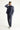 Koyu Lacivert Super Slim Fit Ekstra Dar Kesim Beli Lastikli İpli Desenli Keten Karışımlı Takım Elbise