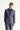 Koyu Lacivert Super Slim Fit Ekstra Dar Kesim Beli Lastikli İpli Desenli Keten Karışımlı Takım Elbise