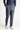 Koyu Lacivert Super Slim Fit Ekstra Dar Kesim Beli Lastikli İpli Desenli Keten Karışımlı Takım Elbise