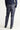 Koyu Lacivert Super Slim Fit Ekstra Dar Kesim Beli Lastikli İpli Desenli Keten Karışımlı Takım Elbise