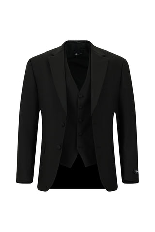  Siyah Regular Fit Mono Yaka Yelekli Smokin & Damatlık