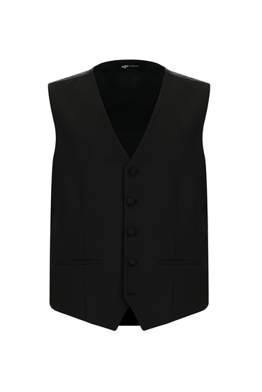  Siyah Regular Fit Mono Yaka Yelekli Smokin & Damatlık