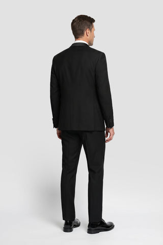  Siyah 7 Drop Slim Fit Dar Kesim Mono Yaka Yelekli Smokin & Damatlık