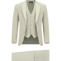 Açık Gri 6 Drop Regular Fit Standart Kesim Mono Yaka Yelekli Smokin & Damatlık