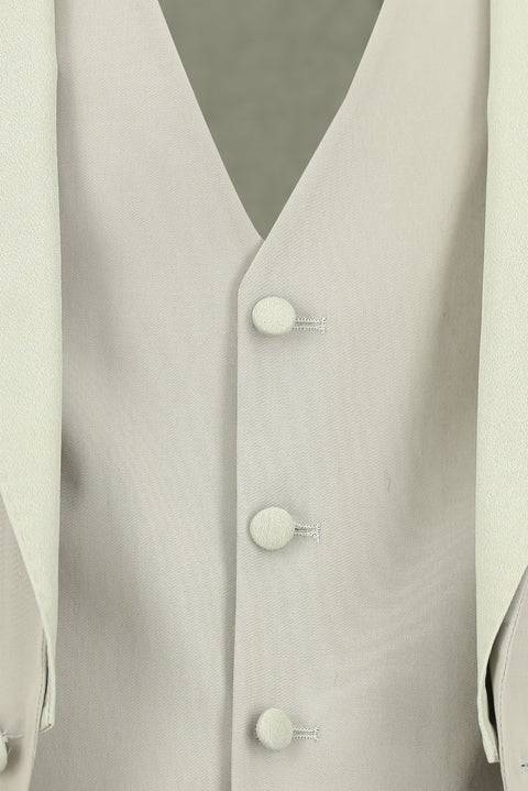 Açık Gri 6 Drop Regular Fit Standart Kesim Mono Yaka Yelekli Smokin & Damatlık