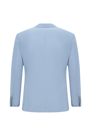  Açık Mavi 6 Drop Regular Fit Standart Kesim Mono Yaka Yelekli Smokin & Damatlık