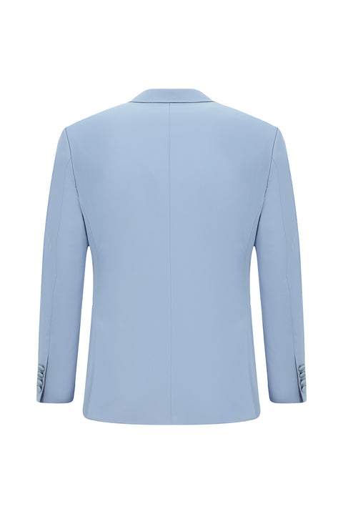 Açık Mavi 6 Drop Regular Fit Standart Kesim Mono Yaka Yelekli Smokin & Damatlık