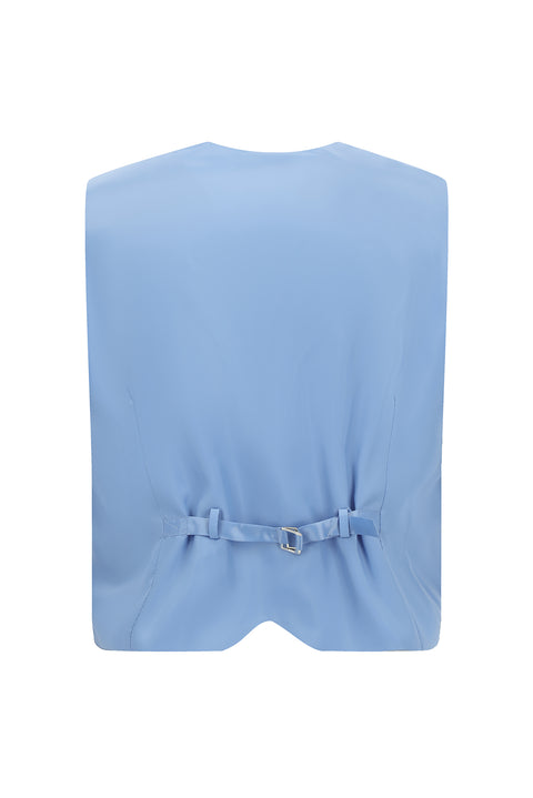 Açık Mavi 6 Drop Regular Fit Standart Kesim Mono Yaka Yelekli Smokin & Damatlık