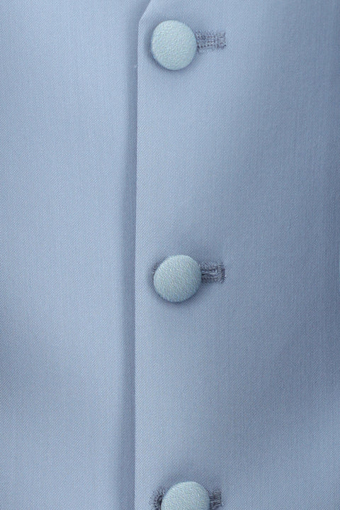 Açık Mavi 6 Drop Regular Fit Standart Kesim Mono Yaka Yelekli Smokin & Damatlık