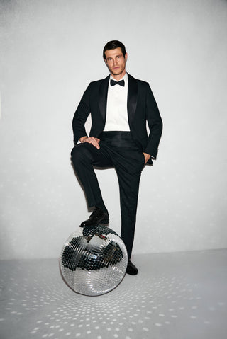  Siyah 6 Drop Regular Fit Standart Kesim Şal Yaka Desenli Smokin & Damatlık