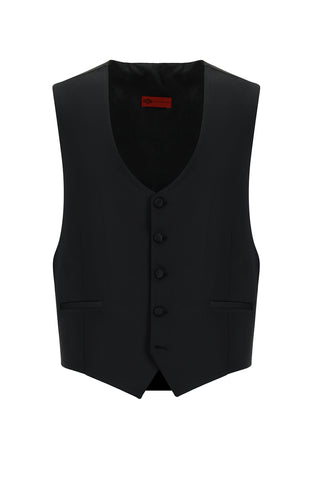  Siyah 4 Drop Relaxed Fit Rahat Kesim Şal Yaka Yelekli Smokin & Damatlık