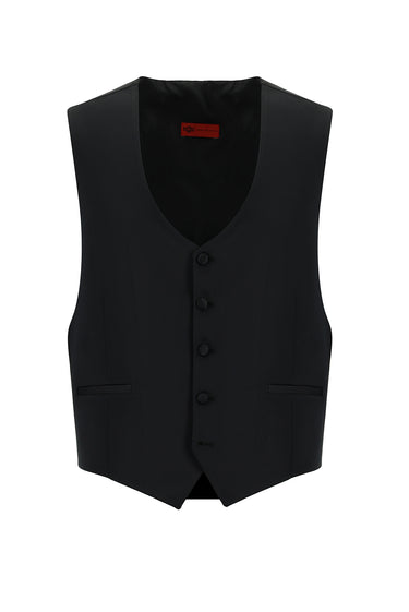 Siyah Relaxed Fit Rahat Kesim Şal Yaka Yelekli Smokin & Damatlık