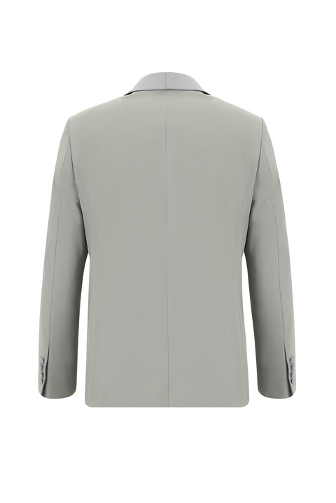Açık Gri 7 Drop Slim Fit Dar Kesim Şal Yaka Smokin & Damatlık