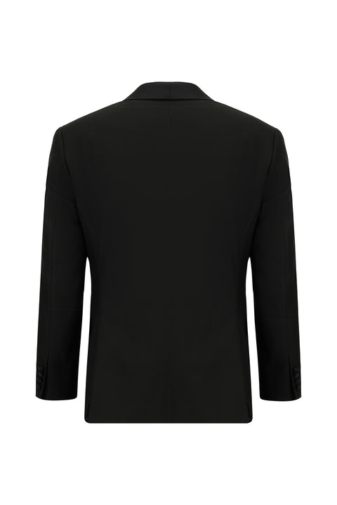 Siyah 7 Drop Slim Fit Dar Kesim Şal Yaka Yelekli Smokin & Damatlık