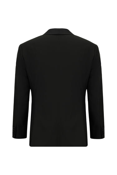  Siyah Slim Fit Dar Kesim Şal Yaka Yelekli Smokin & Damatlık