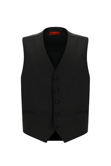  Siyah Slim Fit Dar Kesim Şal Yaka Yelekli Smokin & Damatlık