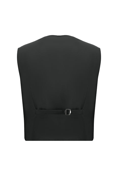 Siyah 7 Drop Slim Fit Dar Kesim Şal Yaka Yelekli Smokin & Damatlık