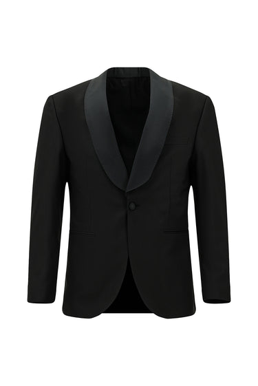  Siyah Slim Fit Dar Kesim Şal Yaka Smokin & Damatlık
