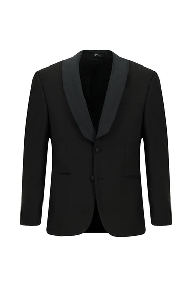  Siyah Relaxed Fit Rahat Kesim Şal Yaka Smokin & Damatlık