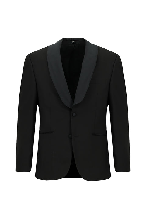 Siyah 4 Drop Relaxed Fit Rahat Kesim Şal Yaka Smokin & Damatlık
