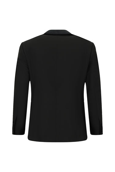 Siyah 4 Drop Relaxed Fit Rahat Kesim Şal Yaka Smokin & Damatlık